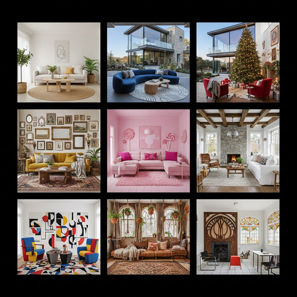 Nine Room AI interior design style examples